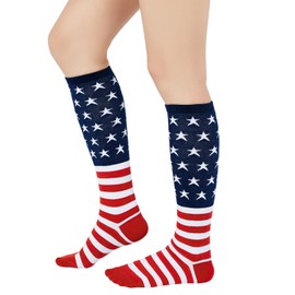 Womens Athletic Knee High Socks Outdoor Sport Thigh High Stockings Casual Stripes Tube Socks