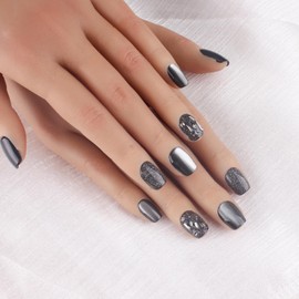 Nail Tip, Short, Square, False Claws, Black, Cat Eye, Short, Small Nails, 10 Pieces of False Claws, Handmade, Cute, Simple, Fashionable, Easy to Apply Gel Nail Tip, XS