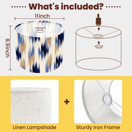Drum Lamp Shade geometric ethnic vintage texture art design textile fashion pattern Lampshades for Floor Lamps Table Lamp Pendant Light 8.9"x11" Linen Lamp Cover Replacement Large Lamp Shade