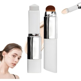 2025 Nuevo 2-in-1 Foundation Stick Full Coverage, Cover Cream Stick V, Coreana Cover Foundation que Cambia de Color, con Cepillo Desmontable, Base de Maquillaje de Cobertura Completa a Media (Marfil)