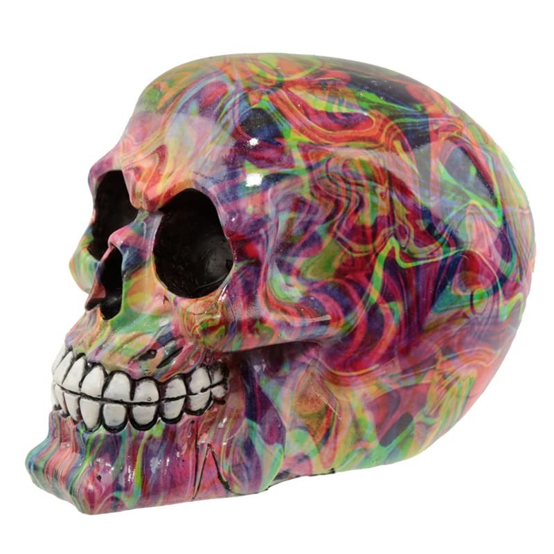 Puckator Rainbow Marble Effect Skull Ornament - Home Decoration -