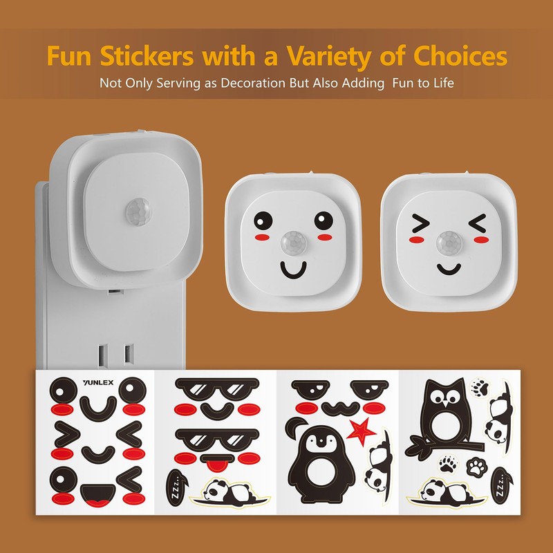 YUNLEX 2 Pack Plug in Night Light with Motion Sensor