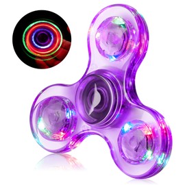 WELLVO 1Pcs LED Fidget Spinner for Kids Adults, Light up Sensory Fidget Toys for Kids 4-8 8-12 ADHD Anxiety Stress Relief, Classroom Prizes Glow in The Dark Hand Spinner Boys Girls Birthday Gifts
