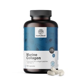 HealthyWorld Marine Collagen - High Concentration - 1170 mg per Daily Dose - 120 Plant Capsules - Hydrolysed Fish Collagen Type I and III - 2 Month Supply - For Hair, Nails and Skin