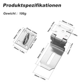YGCQFH Pack of 2 Padlock Hasp 4 Inch Stainless Steel Lock Latch Hasp Lock Safety Hasp with Screws Padlock Latch for Padlock, Cabinets, Gates
