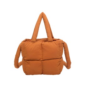 Extolove Puffer Tote Bag, Small Quilted Crossbody Bags for Women Puffy Purse Shoulder Handbags (Brown)