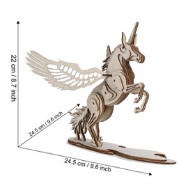 GuDoQi 3D Wooden Puzzle, Wooden Unicorn Model Kit, Wooden Construction Kit for Building, DIY Assembly Wooden Puzzle Toy, Craft Set, Wooden Gift for Children and Teenagers