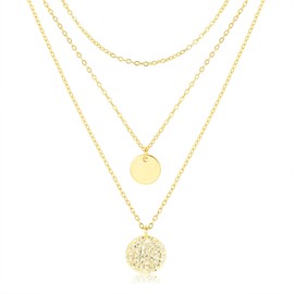 LOLIAS 18K Gold Layered Necklaces Women Boho Disc Necklace Gold Pendant Necklace Women Gold, Rosegold& Silver Coin Choker Necklace Gold Multi Layered Necklaces Adjustable