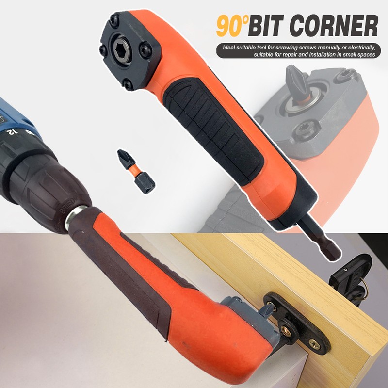 Right Angle Drill Adapter Hex Interface Electric Screwdriver Corner Attachment