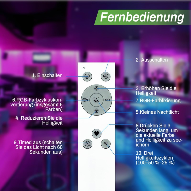zemty LED Ceiling Light, Dimmable, 24 W, 3200 lm, RGB