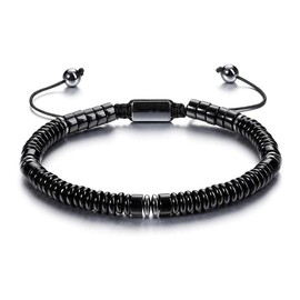 VIBILIA Beaded Bracelets for Men Women Obsidian Natural Stone Stretch Adjustable Bracelets Unique Gifts for Father Son Grandfather Brother Friend