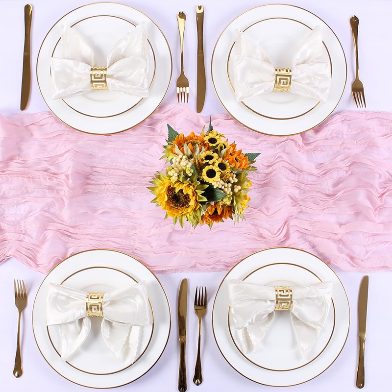 SAJOO Pink Cheesecloth Table Runner 1Pc 13ft Rustic Gauze Table