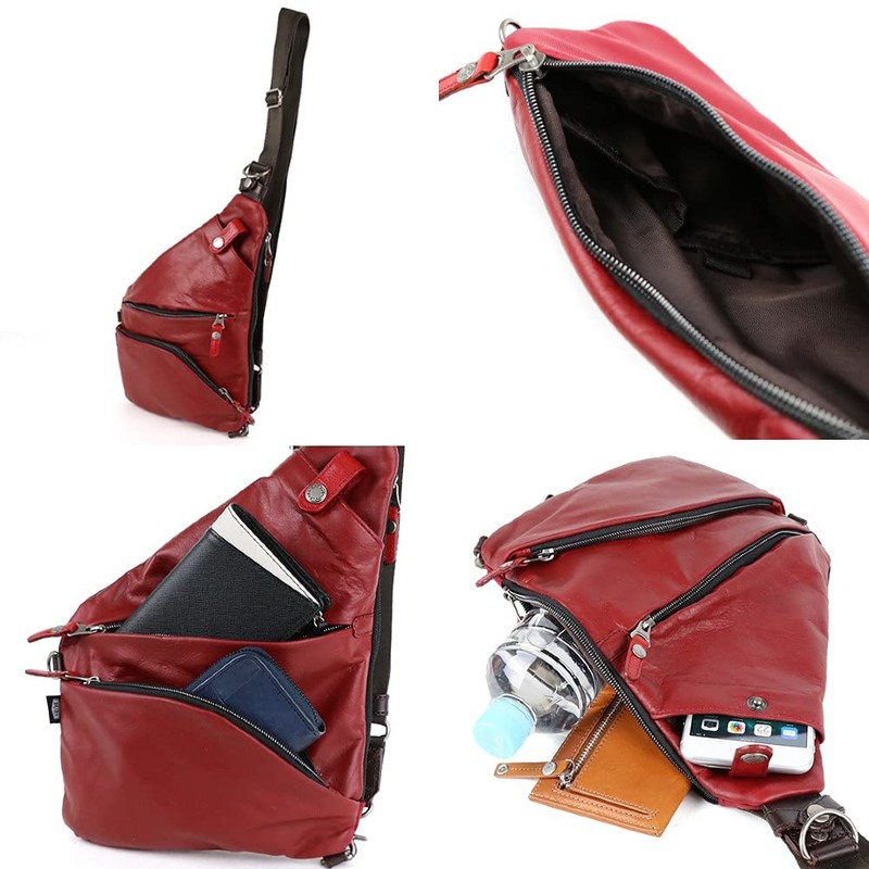 Doubles JMO-7450 Men's Body Bag, One-Shoulder Style, Genuine Leather, Small,