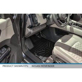 SMARTLINER Custom Fit Floor Mats 3 Row Liner Set Black Compatible with 2022-2023 Nissan Pathfinder (8 Passenger Models Only) / Infiniti QX60 (7 Passenger Models Only)