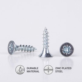 Zinc Plated Steel Wood Screws 5.0 x 20mm Pozi Drive Head Screws Fasteners Countersunk Chipboard Screws (Pack of 200)