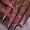 ANDGING Pink Glitter Press on Nails - Stiletto Short &