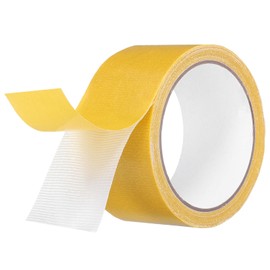 sourcing map Double Sided Fabric Tape 2 Inch x 33 Ft Removable Strong Sticky Mesh Tape, Multifunctional Two Sides Stick Mounting Tape for Fix Carpet Wall Decor, (Yellow)