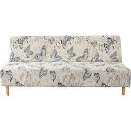 Stretch Sofa Slipcover Armless Sofa Cover Elastic Spandex Folding Sofa Bed Couch Cover Printed Armless Futon Cover Washable Furniture Protector with Elastic Bottom for Living Room (Pattern#31)
