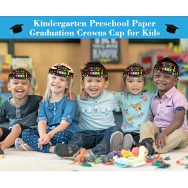 SICOHOME Kids Kindergarten Graduation Cap 24pcs Adjustable Paper Graduation Hats Preschool Graduation Cap Decorations