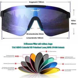 OUTDOORSPARTA Sports Sunglasses (1st Dark Blue Temple, Mirrored Blue Lens)