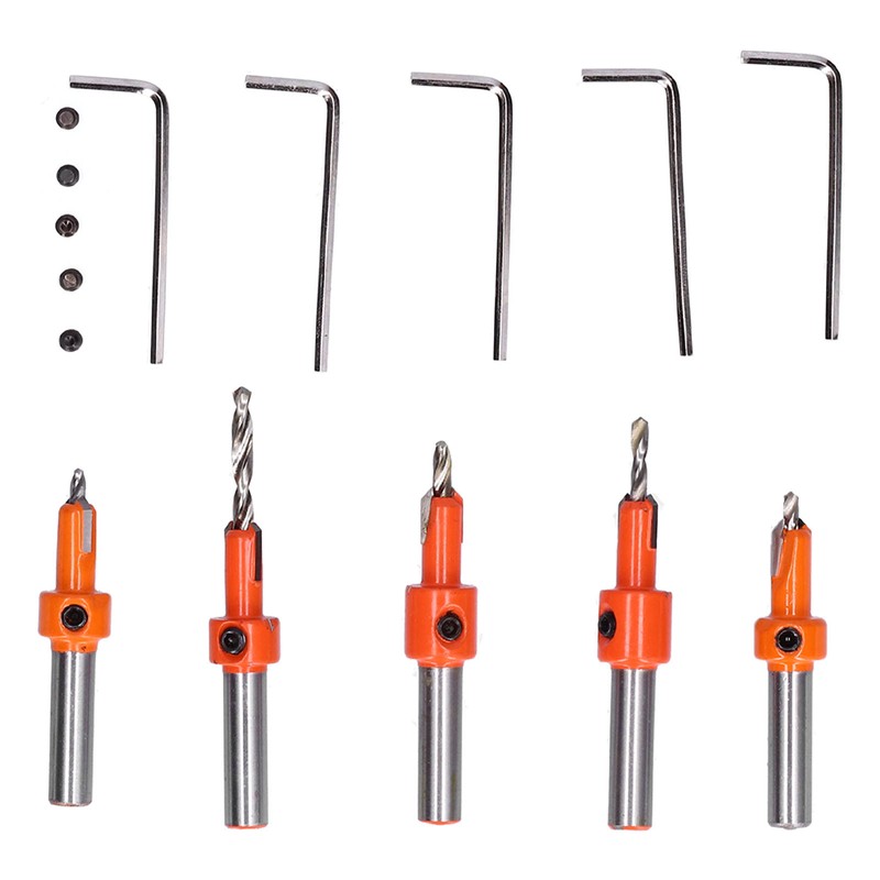 5Pcs Countersink Drill Bit Set High Hardness Strong Cutting Force