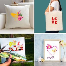 16 Pieces Bee Honeycomb Stencils Reusable Plastic Art Craft Stencils Sunflower Stencils Honey Bee Stencils for Painting on Wall Fabric Furniture Floor Crafts Home Decor, 5.9 x 5.9 Inch