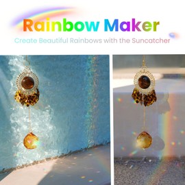 Amber Crystal Suncatcher Sun Catcher,Sparkly Crystal Hanging Ornament Gifts for Window Decor Indoor Outdoor Spaces Housewarming Wedding Home Garden Party Birthday Chase Light Toy for Cats