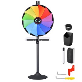 WinSpin 24 Inches Prize Wheel Tabletop or Floor Stand Spinning Wheel Game with Serving Tray