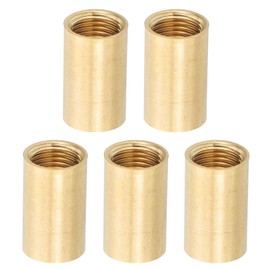 PATIKIL Lamp Pipe Brass Coupling Nut, 5 Pcs 20mm Long M10 Fine Round Thread Sleeve Lamp Pipe Adaptor Rod Connector Hardware for Light Fixture Assembly or Repair, 12mm OD.
