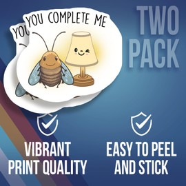 Cute Bee and Lamp You Complete Me Sticker - Fun and Whimsical Sticker - Perfect for Laptops - Journals - Scrapbooks - Gift Ideas - Durable Decorative Design for Home Or Office AAS1668