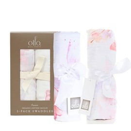 Oilo Studio Muslin Swaddle Blankets Set | Soft & Breathable Baby Wraps Muslin Blankets for Newborns | Baby Swaddle Blankets for Baby Gifts & Nursery Decor | Swaddle, Butterfly & Prim Designs | 2 Pack