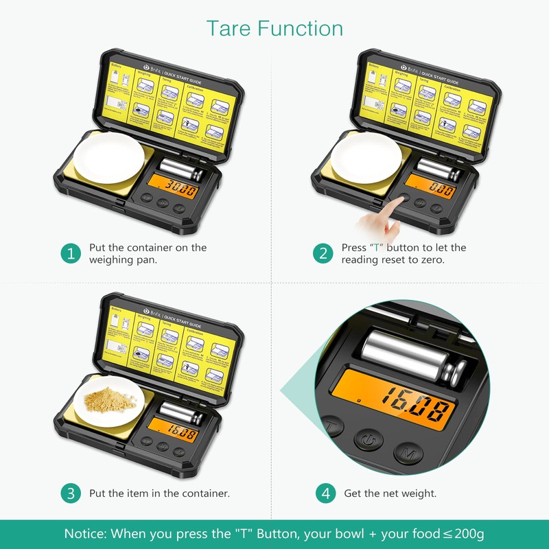 ORIA Digital Pocket Scale, 200/0.01g Digital Grams Scale, Mini Jewelry