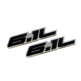 ERPART 6.1L Liter Black on Polished Silver Engine Real Aluminum Emblem Badge Compatible with Dodge Charger Challenger Magnum Jeep Grand Cherokee Chrysler Hemi 300C SRT-8 SRT8 SRT RT (Pack of 2)
