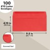100 Pack #10 Red Envelopes with Square Flap for Mailing