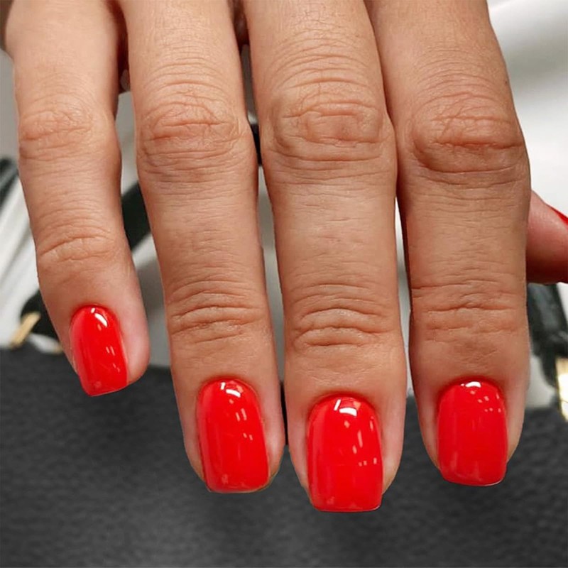 TELAIN Red Press on Nails, Short Square, False Nails with