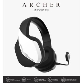 Zalman HPS700 Archer, Wireless Headset with Gaming, Music, Live Sound Modes, LED Indicator, Detachable Microphone, USB-C to A Charging Cable (White)…