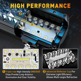 NAOEVO 12Inch LED Light Bar and 2PCS 4Inch LED Pod Lights, 420W 42000LM LED Fog/Driving/Off Road Lights Bar, Spot Flood Combo LED Light Bar with Wiring Harness Kit-3 Lead for Truck ATV Boat