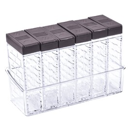 Pinsheng 6 Pieces Clear Spice Jars Plastic Spice Jars with Tray and Double Lid Open Spice Jar for Camping Kitchen BBQ