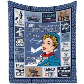 Mubpean Flight Attendant Gifts, Gifts for Flight Attendants Blanket 60"x50", Flight Attendant Essentials Accessories, Birthday Gifts for Stewardess, Aviation Gifts for Women, Aviation School Blankets