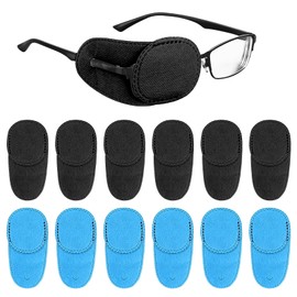 TIESOME 12 PCS Eye Patches for Glasses, Reusable Non-Woven Fabric Eye Patch Glasses Cover Right Left Eye Patches for Adults Kids Lazy Eye Amblyopia Strabismus Improve Right Left