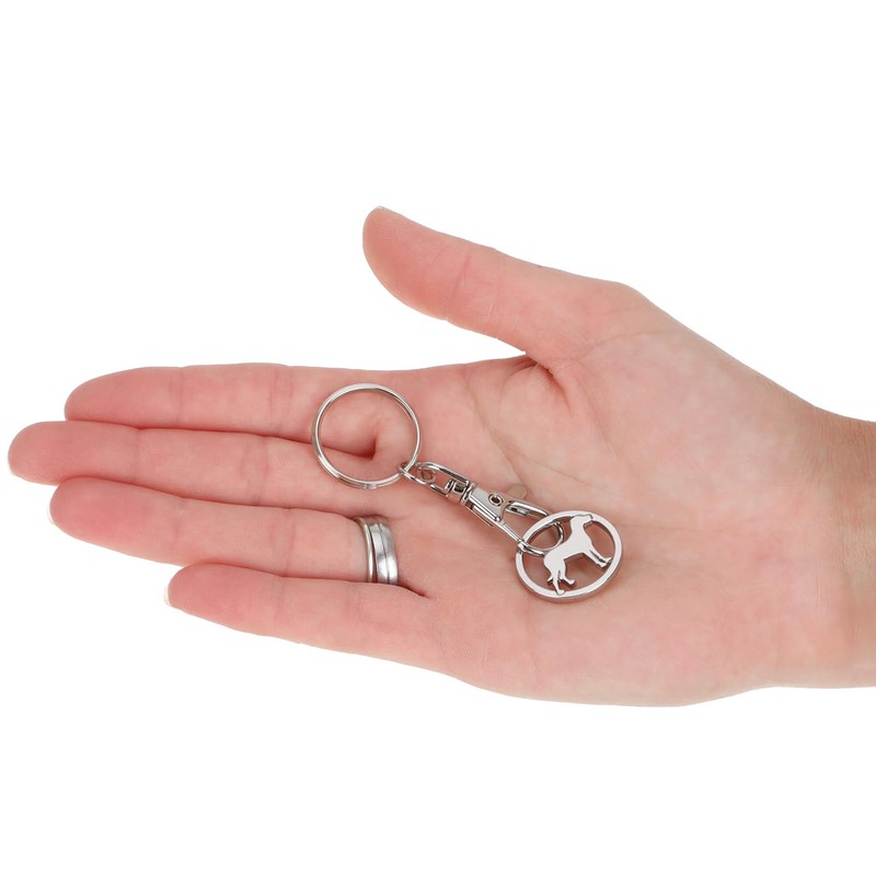 com-four® Metal Keyring with Carabiner and Shopping Trolley Token with