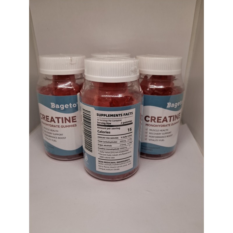 Bageto Lot Of 4 Bageto Creatine Monohydrate Gummies Strawberry 60ct