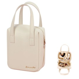 FLYIFE Portable Eachy Travel Cosmetic Bag Small Beautifect Make up Leather Case Pouch for Women Leather Jusron Ted Baker Bolsa de Maquillaje Vintage Organizer Storage Extra Large Cpacity (White)