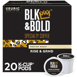BLK & Bold Rise & GRND, Keurig Single Serve K-Cup Pods, Premium Medium Roast, 100% Arabica Beans, 20 Count