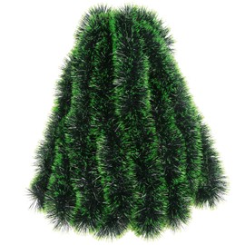 VEYLIN 10 Meter Green Christmas Tinsel Garland for Xmas Home Tree Dexorations