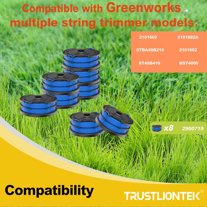 TRUSTLIONTEK 8 PCS 2900719 Replacement Trimmer Spool,0.065" Trimmer Spool Line
