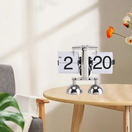 Retro Digital Flip Down Clock, Auto Flip Table Clock, Mechanical Flip Desk Clock, Suitable for Living Room, Study Or Office (White)
