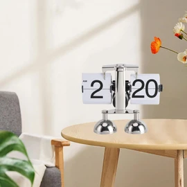Retro Digital Flip Down Clock, Auto Flip Table Clock, Mechanical Flip Desk Clock, Suitable for Living Room, Study Or Office (White)
