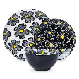 SAGOSKAT 12-pieces Dinnerware Set Ceramic Dish Set Plates Sets Service for 4, Bowl Sets, Stoneware Dinnerware Sets, 12pcs Plate and Bowl Set for kitchen