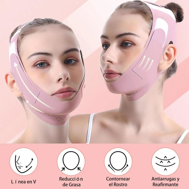 3pz Faja Mentonera Reduce Arruga Papada Y Adelgazante Facial